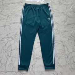 【新品未使用】adidas トラックパンツ 緑×白 刺繍ロゴ 3XL