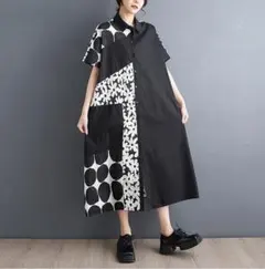 大きいサイズ レディース ワンピース　シャツ　ロング　春夏 秋 新品 半袖