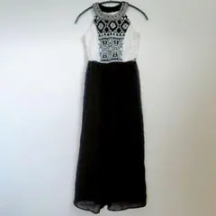 ワンピース 【10】ブラック ホワイト ノースリーブ ロング おしゃれ 古着