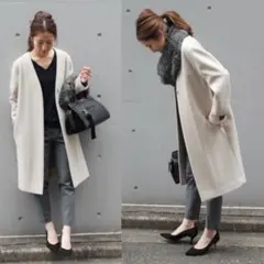 FRAMe WORK アイボリー ノーカラー ロングコート