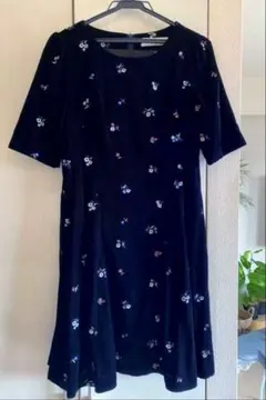 31 Sons de mode ベロア刺繍ワンピース 花柄