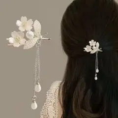 簡単髪飾り　パールヘアピン　シンプル髪飾り　フォーマルヘアピン　花髪飾りゴールド