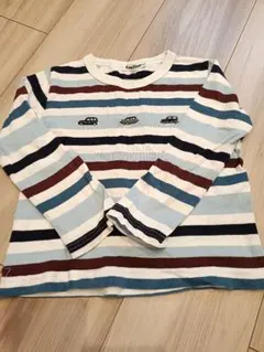 ファミリア　ストライプ柄 車刺繍 長袖カットソー　familiar