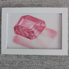 ルビー 7月誕生石 宝石 色鉛筆画 手描き原画 ポストカードサイズRuby②