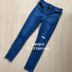 ユニクロ　ウルトラストレッチスキニージーンズ　サイズ24 ダメージ