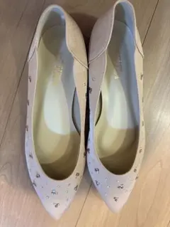 ESPERANZA ビジュー付きベージュパンプス 24cm