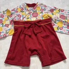 花柄着物風赤ショートパンツセット 95