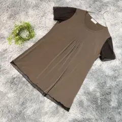 GIANNI LO GIUDICE チュニック L 茶 シアー 切替 きれいめのサムネイル
