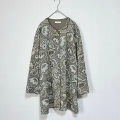 1878 ダナパリス ブラウスジャケット 羽織グレー ノーカラー 13 総柄