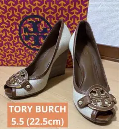 美品 TORY BURCH ウェッジソール パンプス オープントゥのサムネイル