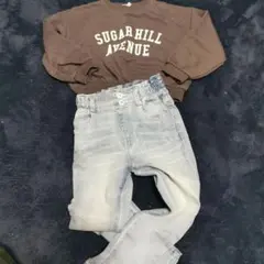 グローバルワークトレーナー&ハイウエストデニムセット　120センチ