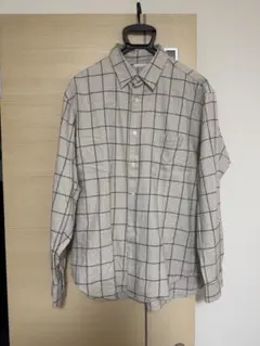 GU ベージュ チェック柄 長袖シャツ L