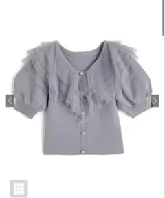 GRL グレイル　チュールフリルパールボタンニットトップス[lt85]