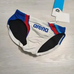 Oサイズ メンズ 競泳水着 アリーナ arena 競パン フルダルUV 白青/金