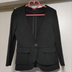 【新品相当】メトリーゼ　黒　ノーカラージャケット　日本製