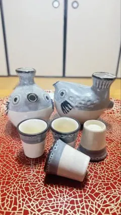 ⭐︎あまねす様専用⭐︎ふぐデザイン 徳利 ２セットとおちょこ