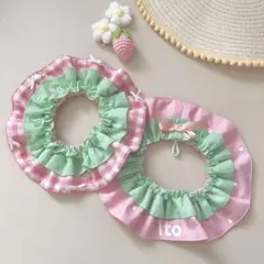 お名前入れOK！いちごスタイ　リボン付き ペット用スタイ 犬 猫 ハンドメイド