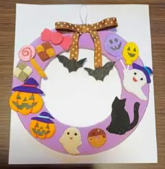 ハロウィン リース ハンドメイド ちりめん、フエルト細工