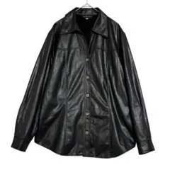 FLORRIE BELL フェイクレザー スキッパーシャツ　黒　17R