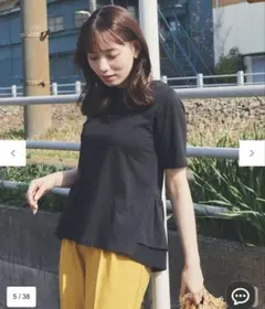 feroux 【UVケア】バックペプラムチュニックTシャツ　ブラックのサムネイル