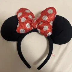 ミニーマウス カチューシャ 赤ドット　ディズニー