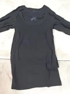 美品　無印良品　あったか綿 Uネック 八分袖 T シャツ　ブラック2枚