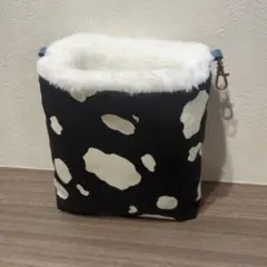 モモンガポーチ 1～2匹用 牛柄 もふもふ ファー