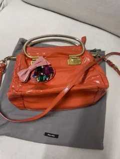 正規品 miumiu ミュウミュウ オレンジ ハンドバッグ 2way 訳ありのサムネイル