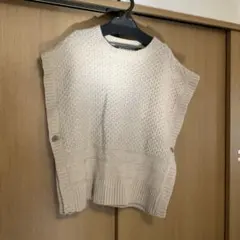 ベージュ 編み込み模様 ニットベスト　golden bear Lサイズ