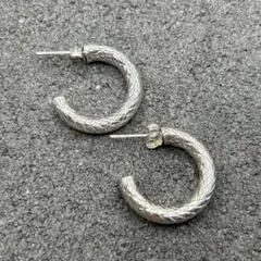 シルバー925 Silver デザインシンプルフープピアス/軽研磨仕上げ/両耳