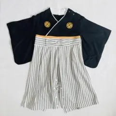 袴ロンパース　ブラック　グレー　80cm