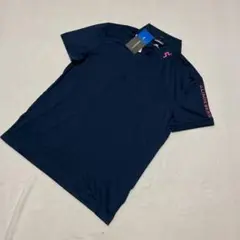 新品　J.LINDEBERG　ゴルフ　半袖ポロシャツ　ネイビーxピンク　Ｌ