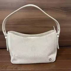 【4℃】ハンドバッグ　ベージュ系　ツイード風　ラメ