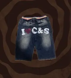 I ❤️ C&S ダメージ加工ショートパンツ 海外 y2k カラフル