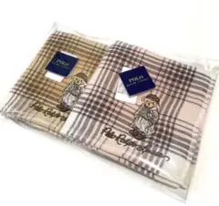 新品　ポロラルフローレン　タオルハンカチ　ポロベア刺繍　チェック　ギフト