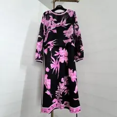 レオナール　ワンピース　花柄　カンカン　シースルー　キャミソール付き　美品のサムネイル