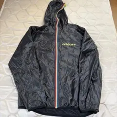 adidas フード付きナイロンジャケット S 黒