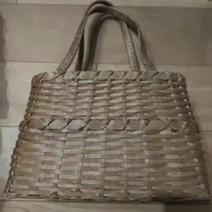 ブラウンかごバッグ カラフル内側