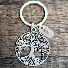 生命の樹 モチーフ キーホルダー お守り 幸運 Thank you チャーム付き