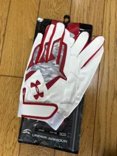 UNDER ARMOUR バッティング用手袋 ホワイト/レッド Lサイズ