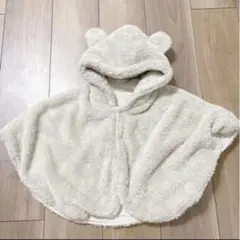 フリースフード付きポンチョ クマ耳80