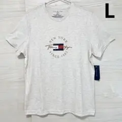 トミーヒルフィガー Ｔシャツ L カットソー 半袖 ロゴ プリント アイボリー