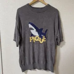 シャークプリント オーバーサイズTシャツ グレー