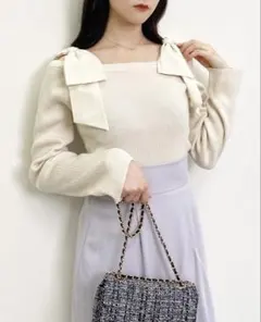 INGNI 肩リボンオフショルニット　オフホワイト