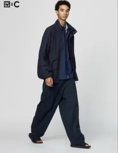 ユニクロC スウェットワイドパンツ/ネイビー/L