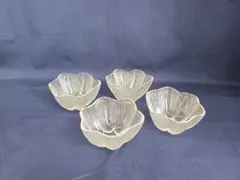 【中古品】小鉢 ガラス製 楕円形 波型 4客 夏季用 ガラスボウル