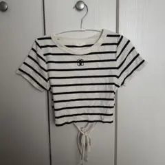 ボーダー柄 クロップド丈 半袖カットソー Chicoのサムネイル