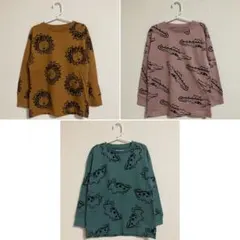 NEXT アニマル 長袖Tシャツ 3枚セット キャメル アズキ グリーン 116