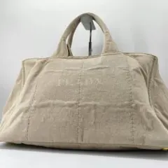 白タグなし PRADA カナパ デニム トートバッグ レザー三角ロゴ - メルカリ