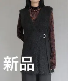 &g'aime アンジェム　ベルテッドシャギーニットベスト